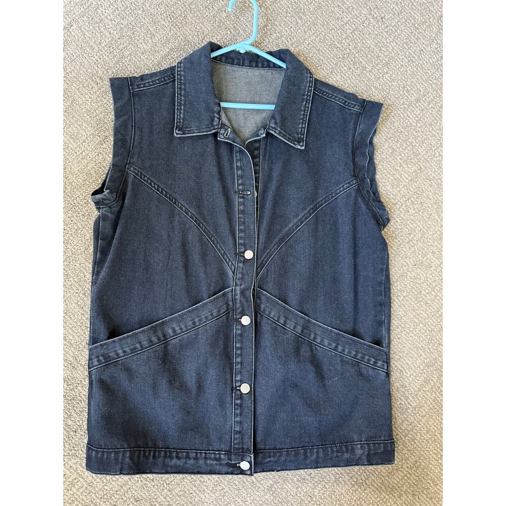 Dark gray wash vintage inspired sleeveless chore jacket women’s plus size 2X